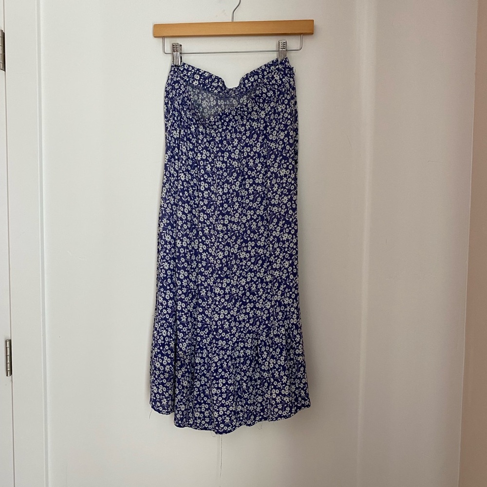 Blue Fit and Flare Midi Skirt for Casual Wear